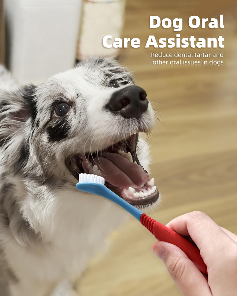 2PCS Double Headed Dog Toothbrush, Dual Ended 360 Degree Cat Teeth Cleaning Products, Dental Cleaning with Dog Toothpaste and Plaque Remover (Blue *2) Blue *2