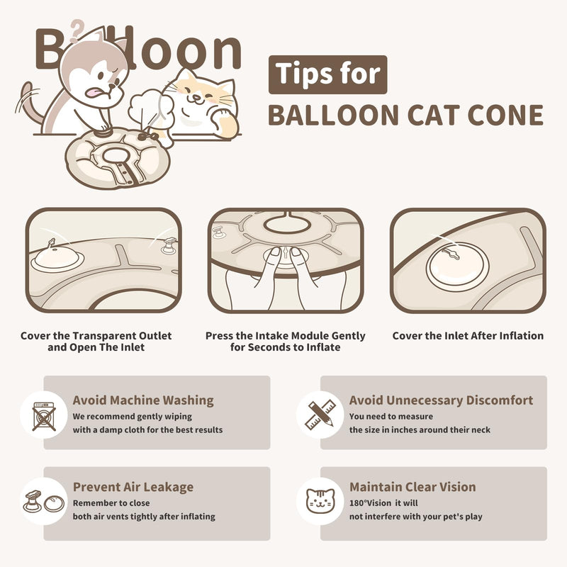MayMaw Inflatable Cat Collar E Cone for Kittens & Small Dogs, Soft & Foldable Cat Recovery Collar Cone for Cats to Stop Licking Wound Yellow-M (Neck:8.8")