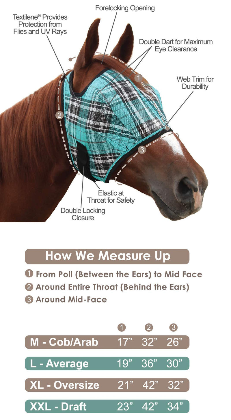 Kensington Fly Mask with Fleece Trim for Horses — Protects Face and Eyes from Flies and Sun Rays While Allowing Full Visibility — Breathable and Non Heat Transferring, Large, Tan - PawsPlanet Australia