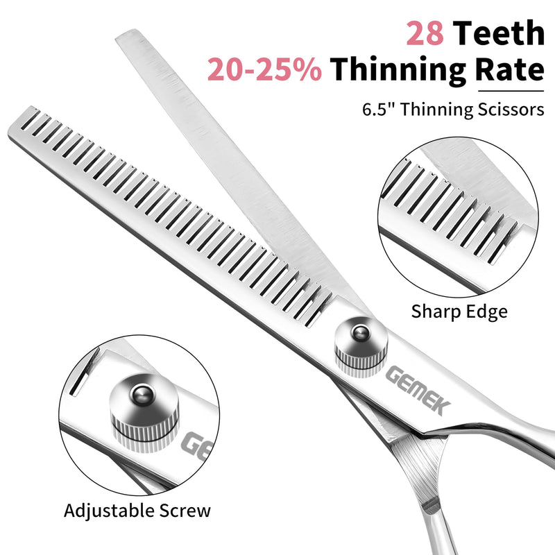 GEMEK Dog Grooming Scissors with Safety Round Tips Stainless Steel Professional Dog Grooming Kit - Thinning, Curved Scissors and Comb for Cat Pet (Pink 4 in 1) Pink 4 in 1 - PawsPlanet Australia