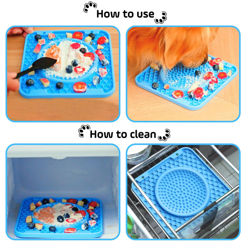 Dog Lick Mats for Large Dogs - 3 in 1 Lick Mat Crate Training Aid for Puppies,Dog Lick Bowl,Peanut Butter Licking Pads for Dogs Boredom and Anxiety Relief Blue - PawsPlanet Australia