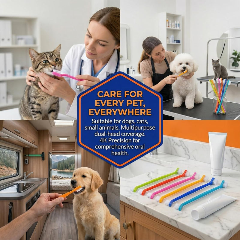 6-Piece Pet Dental Care Set, Cat Toothbrush, Dog Toothbrush for Small Dogs, Gentle Brushes for Cats and Dogs, 22 x 1.8 cm Size, Effective Dental Cleaning for Pets