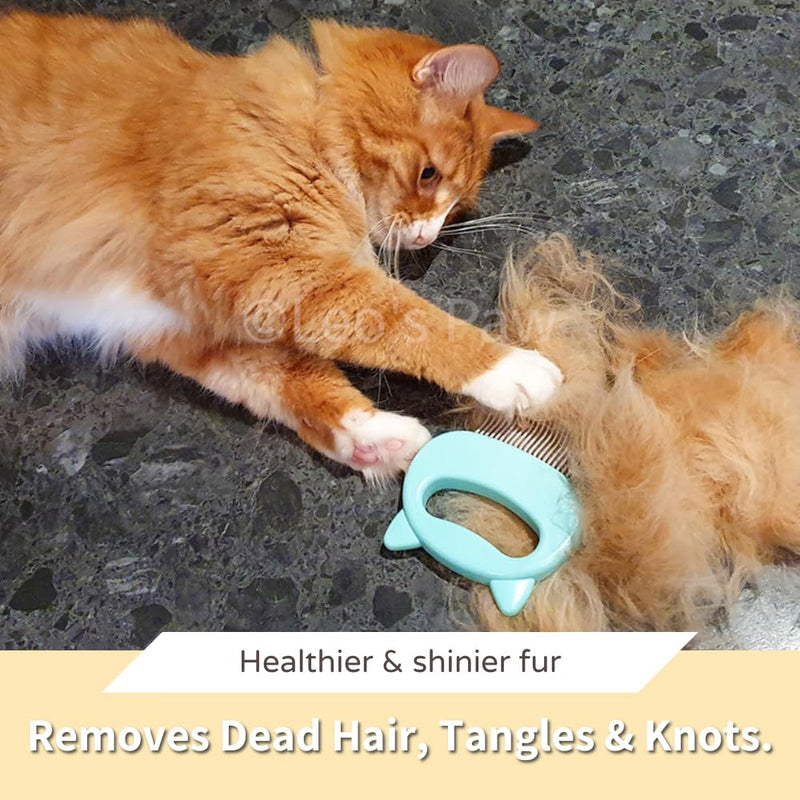Leo's Paw The Original Pet Hair Removal Massaging Shell Comb Soft Deshedding Brush Grooming and Shedding Matted Fur Remover Dematting tool for Long and Short Hair Cat Dog Puppy Bunny (Mint) Mint