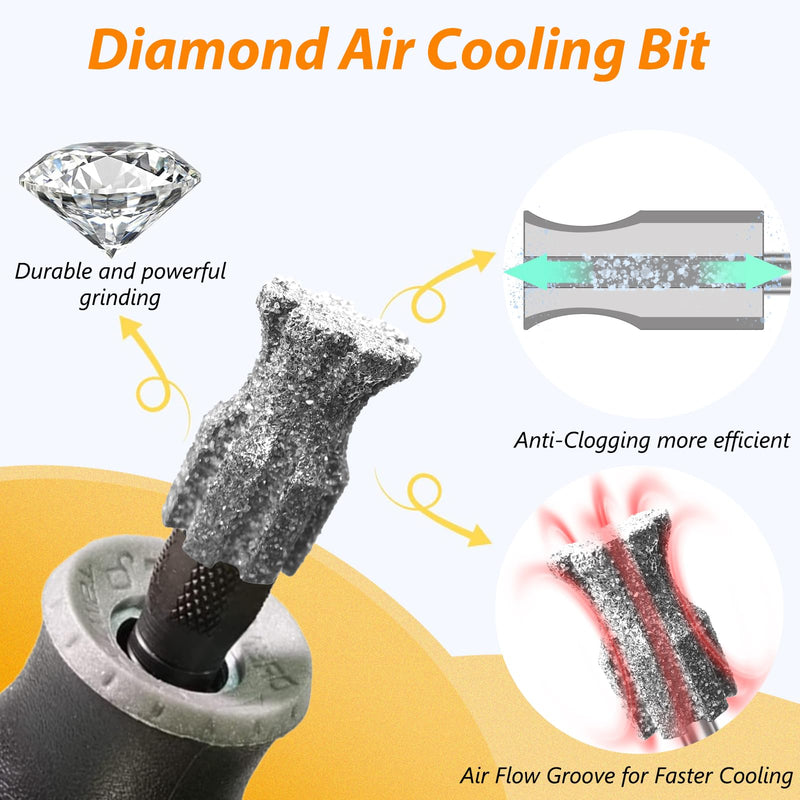 Faster Cooling Pet Nail Grinder Tip Sawtooth Bit, Anti-Clogging Diamond Nail Grinding Head with Steel Brush for 1/8" Dremel Rotary Tools & Many Brands for Small Medium Large & Anxious Dogs - PawsPlanet Australia