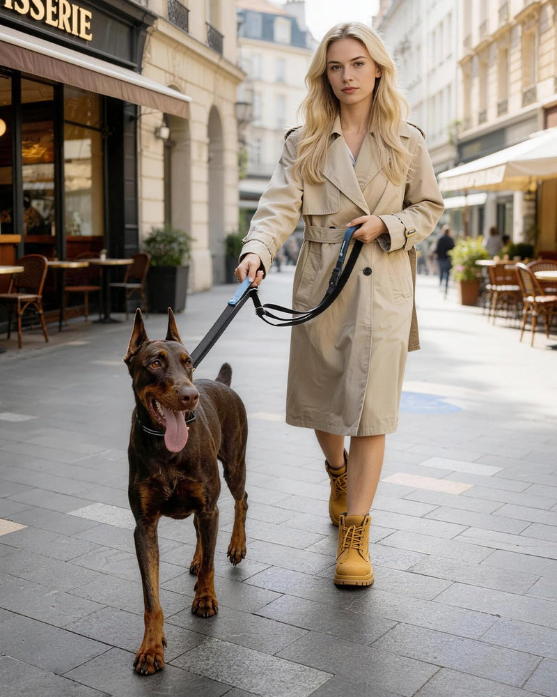 Reinforced Crossbody Dog Leash, 4–6ft Adjustable Multifunction Leash with Dual Padded Handles, Durable Nylon Lead Featuring Solid Metal Clips for Daily City & Park Walking - PawsPlanet Australia