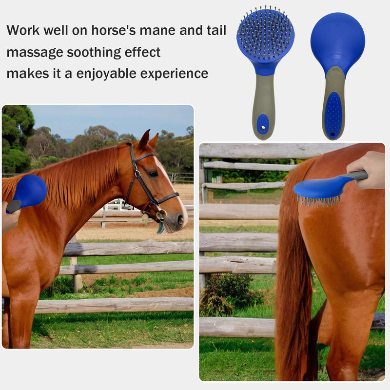 Horse Mane & Tail Combs Horse Brushes Shedding Brush Grooming Tool for Equine Long Haired Dogs (Blue) Blue