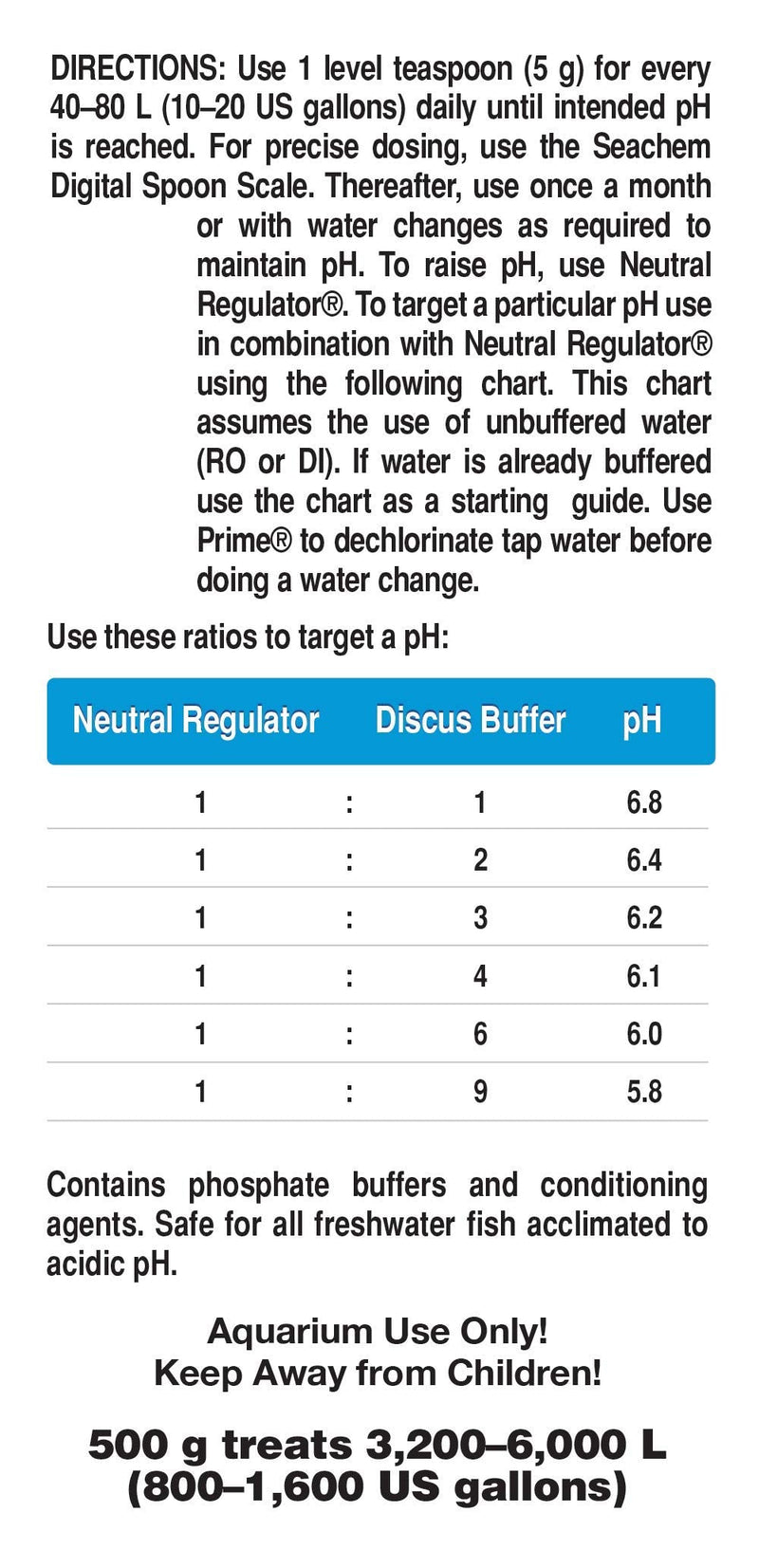 Seachem Discus Buffer 500gram,white. Adjusts pH to 5.8-6.8 500 g