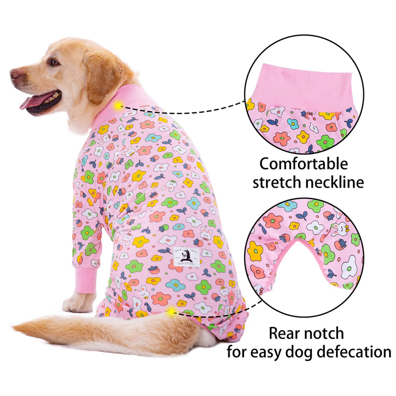 Dog Surgery Recovery Suit Dog Onesies for Large Dogs Spayed Dog Recovery Suit Dog Cone Alternative After Surgery Abdominal Wounds Protector Dog Bodysuit for Medium Large Dogs Pajamas 5XL Pink Flower - PawsPlanet Australia