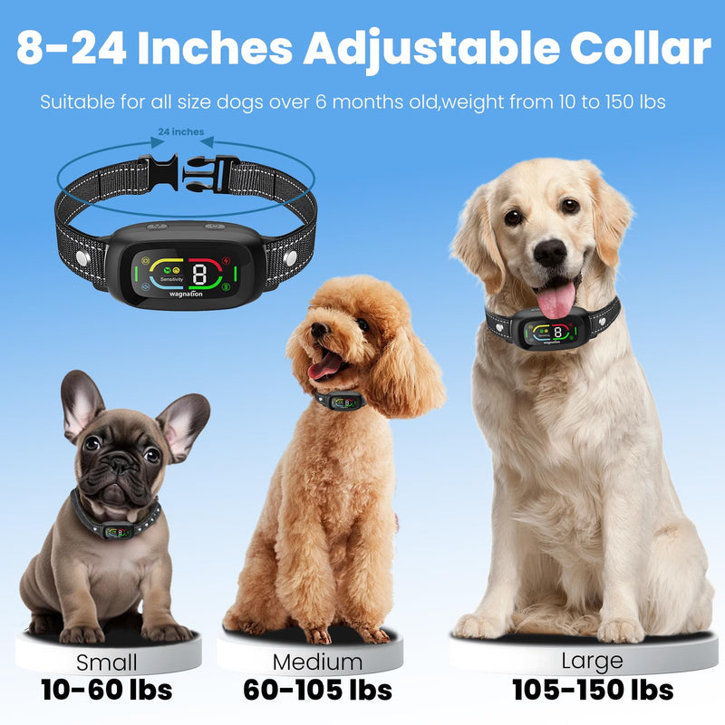 Automatic Dog Bark Collar, Safe Anti Barking Collar with Adjustable Beep Vibration Shock Modes & 9 Sensitivity, IP67 Waterproof Bark Deterrent Device for Large Medium Small Dogs 10-150lbs - PawsPlanet Australia