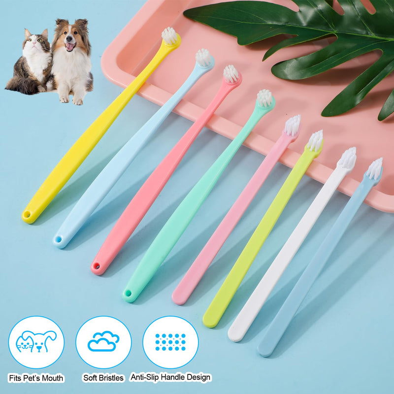 8pcs Dog Toothbrush, 2 Styles Soft Bristle Small Cat Toothbrush Micro Head Kitten Teeth Cleaning Brush Dental Care Supplies for Tiny Puppy Kitty Reduce Plaque Tartar Formation & Bad Breath - PawsPlanet Australia