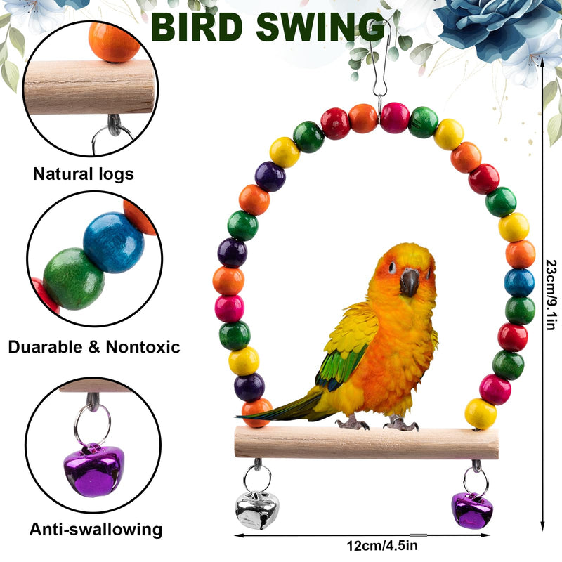 Bird Toys for Parakeets 7Pcs, Wood Parrots Toys Budgie Toys for Bird Cage Accessories, Bird Perch Swings for Small Birds Toys, Conure Cockatiel Toys, Bird Ladder Swing for Parakeets Climbing 18'' - PawsPlanet Australia