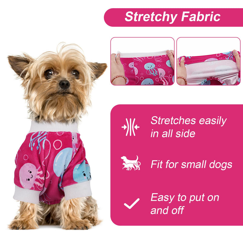 Dog Clothes for Small Dogs Girl Boy, Dog Pajamas Small Sized Dog Boy Girl, Dog Outfit Lightweight Velvet Pet Pjs, Fleece Dog Onesie, Winter Puppy Jumpsuit, Jammies, Dog Outfit Apparel, XS X-Small Rose Red - PawsPlanet Australia