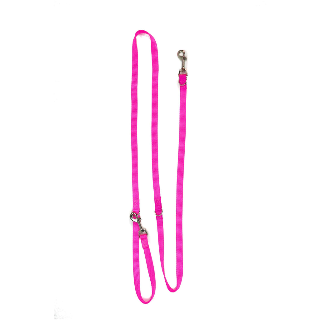 Blue-9 Multi-Function Hands Free Dog Leash, Double Attachment 6 Foot Adjustable Lead for Obedience, Running, and Agility Training (Hot Pink, Small Medium) Hot Pink