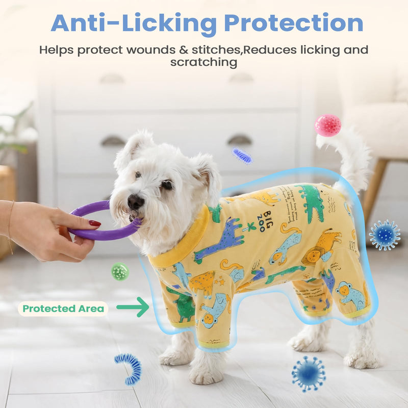 Dog Surgery Suit for Dogs After Surgery, Anti Licking Dog Spay Neuter Recovery Suit, Soft Cotton Onesie Cone Alternative for Small Dogs Male Female, Honey Yellow 2XL