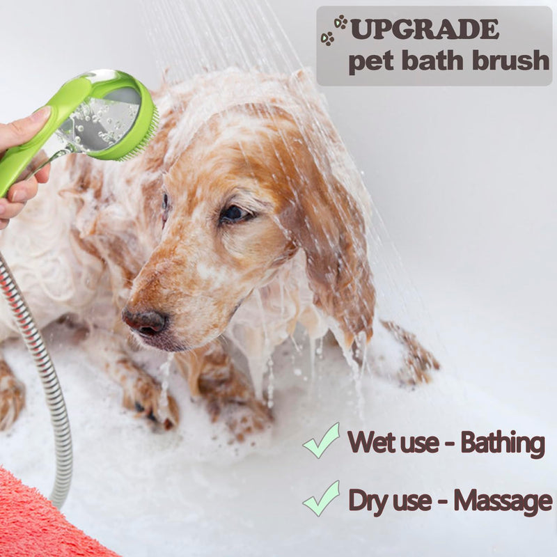 Pet Bath Brush, 2 Pack Dog Bath Brush 2 in 1 Cat Shampoo Brush with Soap Dispenser Scrubber Pet Gromming Supplies for Long and Short Haired Dogs and Cats Blue+Green - PawsPlanet Australia
