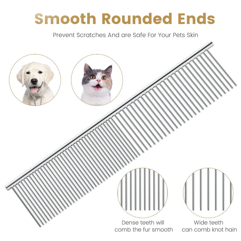 Generic Cat and Dog Grooming Comb, Stainless Steel, Removes Hair and Fleas, Silver