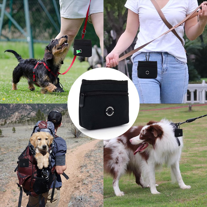 COOWONE Dog Treat Pouch with Pet Training Clicker, Detachable Dog Puppy Training Treat Bag, 900D Oxford Cloth Magnetic Closure Small Dog Poop Bag Holder for Travel or Outdoor Use Black - PawsPlanet Australia