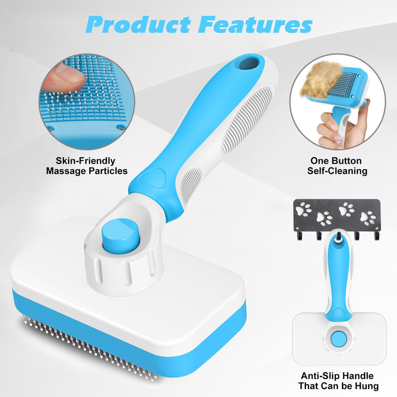 Comotech 3PCS Cat Grooming Supplies,Cat Brush & Nail Clipper/Trimmer & Flea Comb for Shedding Indoor Cats Dogs and Small Animals - Meet All Your Pet's Daily Grooming Needs - All in One Set (Blue) Blue - PawsPlanet Australia