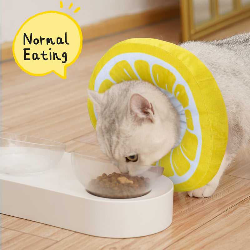 ANWA Adjustable Cat Cone Collar Soft, Cute Cat Recovery Collar, Cat Cones After Surgery for Kittens Medium (7-18 lbs) Lemon