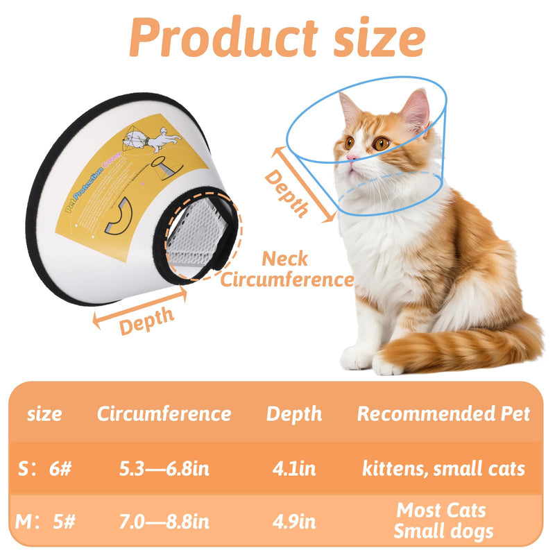 2 Pack Cat Cones to Stop Licking, Soft Comfortable Adjustable Dog Cone After Surgery Pet E Collar Pet Recovery Cones Alternative to Plastic Elizabeth HeadCollar for Cats Kitten Puppy(Size M)