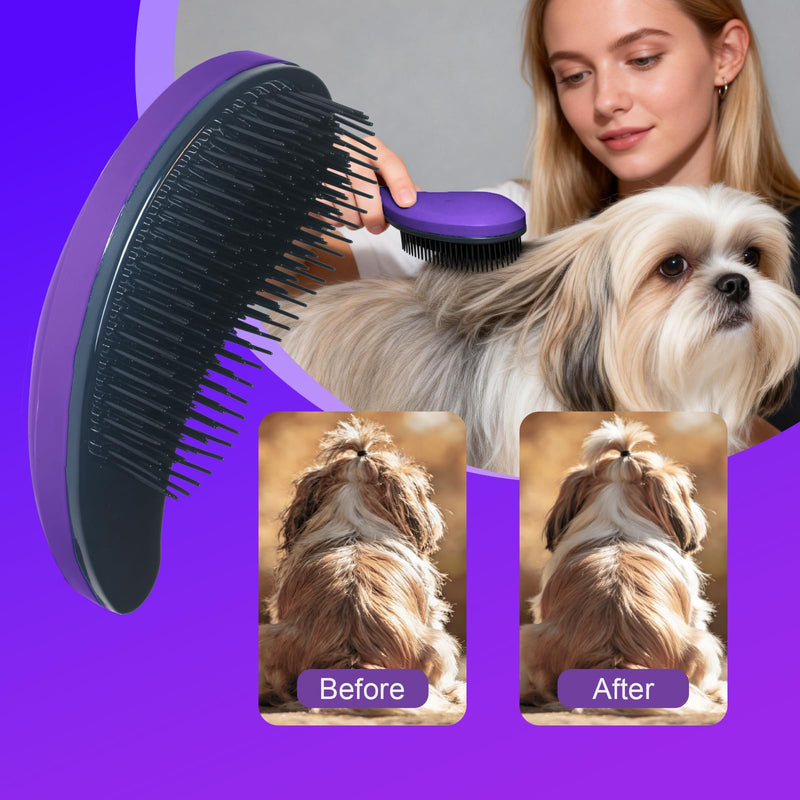 Small Dog Brush- Grooming Tool for Teddy, Yorkies, Maltese, Shih Tzu, Chihuahua - Puppy Hair Brush (Dark Purple) Dark Purple