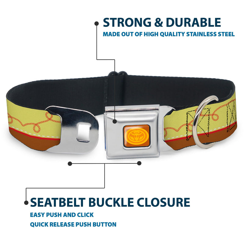 Buckle-Down Dog Collar Seatbelt Buckle Toy Story Woody Bounding Cowboy Buckle Yellow Red Brown 15 to 26 Inches 1.0 Inch Wide, Multicolor (DC-WDY516-L) 1" Wide - Fits 15-26" Neck - Large - PawsPlanet Australia