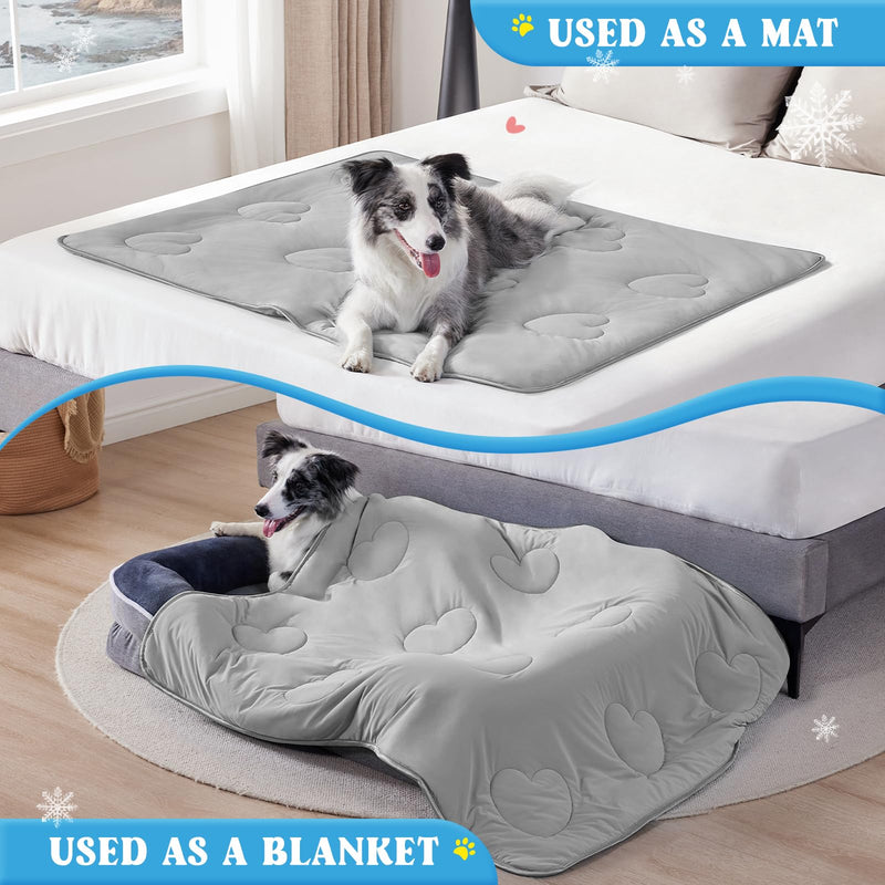 Cooling Blanket for Dogs, Lightweight & Durable Dog Cooling Mat, Q-MAX>0.45 Soft Breathable Pets Comforter for Couch, Bed & Car Essential - Light Grey 40x50 Inches 40''x50'' - PawsPlanet Australia