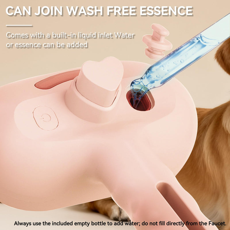 Dog Steam Brush 3-in-1 Spray Bath Brush for Dog and Cat, Pet Hair Removal Comb for Long & Short Haired Pets, Self Cleaning Grooming Brush Can Help to Comb a Pet's Fur and Remove Fleas Pink Pets Brush & 1 Shampoo - PawsPlanet Australia