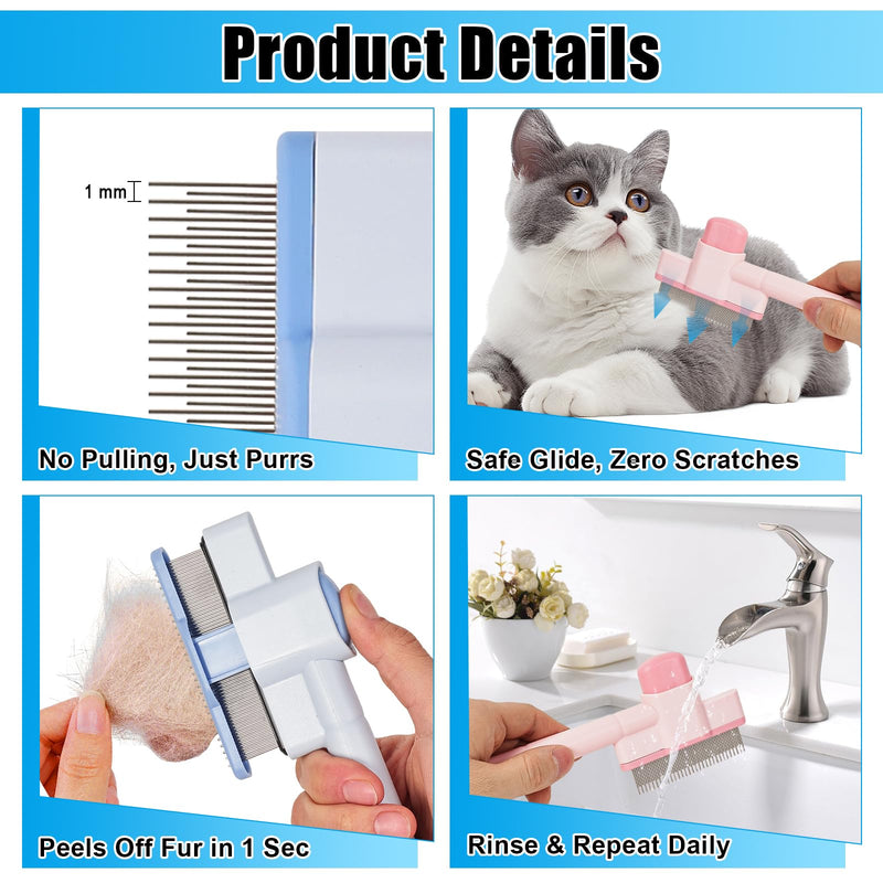 2PCS Flea Comb for Cats & Dogs – Magic Self-Cleaning Cat Grooming Brush with Stainless Steel Teeth, Cat Combs for Fleas and Ticks, Indoor Pets, Fine Tooth Comb for Kittens - PawsPlanet Australia