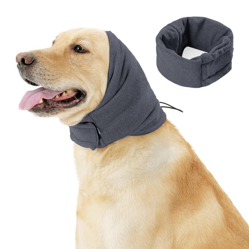 RISIPU Dog Earmuffs Dog Soothing Head Cover Dog Ear and Neck Warmer Easy to Wear Adjustable Suitable for Dogs Noise Reduction Soothing Winter Warmth (Gray, M) Gray