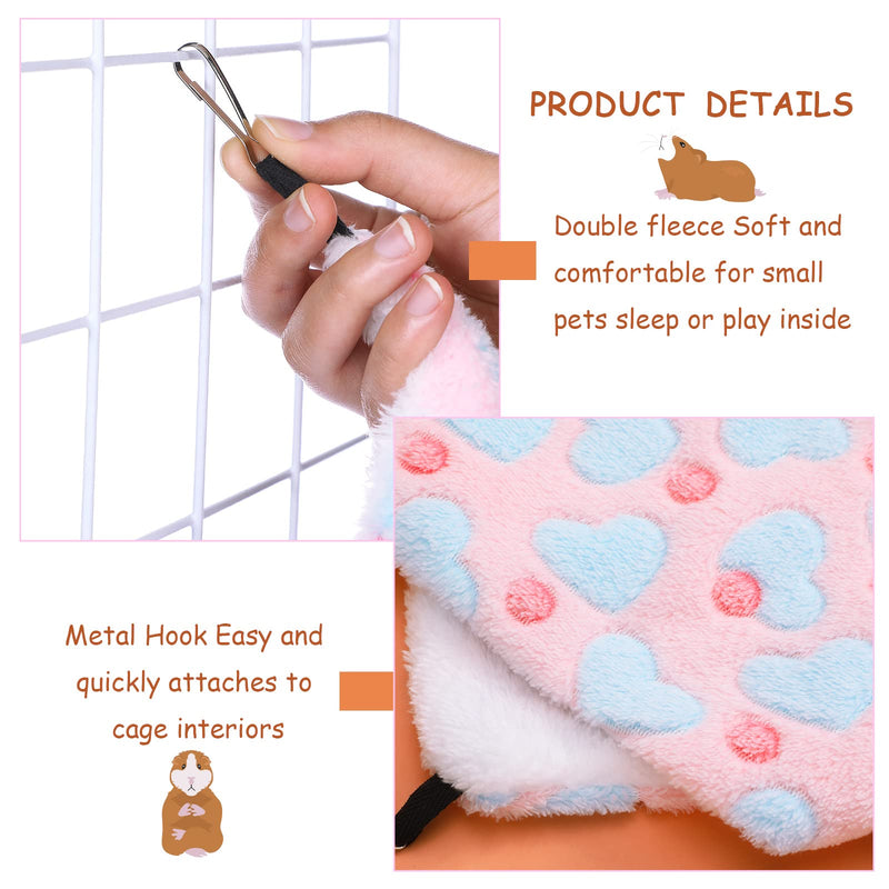 2 Pieces Rat Hammock and Guinea Pigs Soft Blankets Set Ferret Hanging Hammock Small Animal Hammock Guinea Pig Accessories Hamster Mats for Rat Ferret Guinea Pig Squirrel Small Pet(Pink)