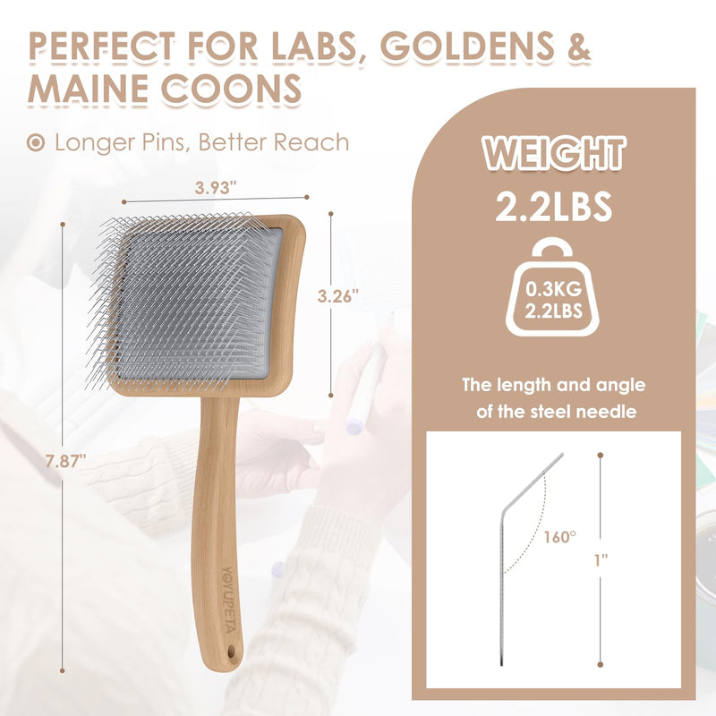 Long Pin Dog Slicker Brush for Poodles, Golden Doodles & Cats - 3-Piece Grooming Kit with Dematting Comb and Pet Comb, Large Wooden Handle Deshedding Tools for Thick Hair Mats Removal - PawsPlanet Australia