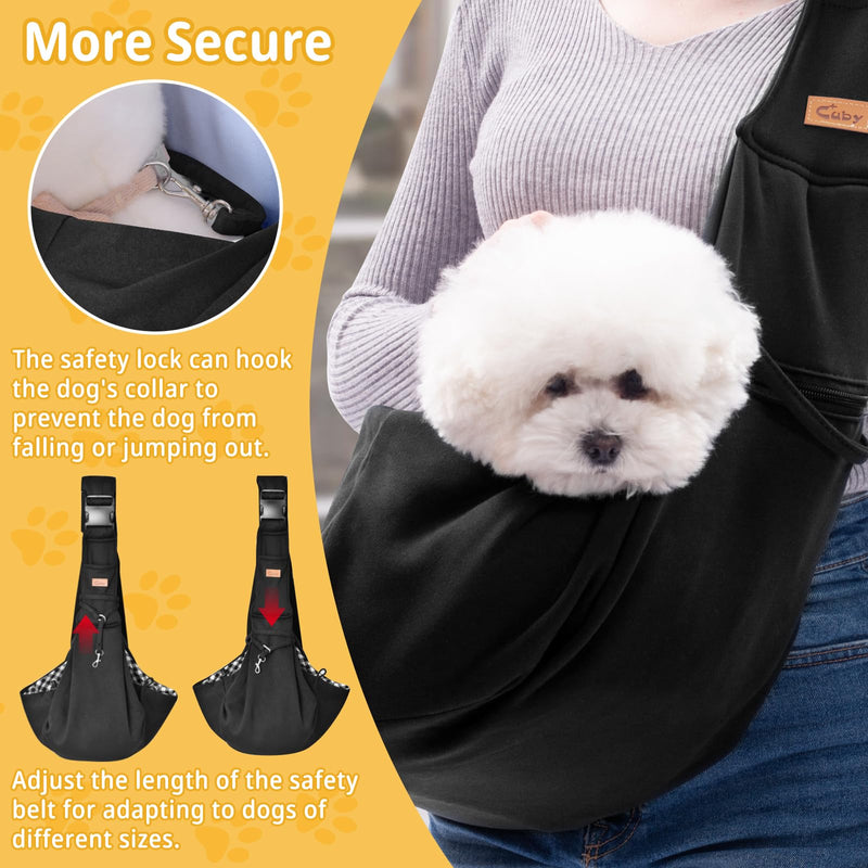 CUBY Dog and Cat Sling Carrier, Hand-Free Dog Carrier Slings with Adjustable Straps Pocker, Puppy Slings Carrier for Small Dogs Cats Outdoor Travel Bag(Black, M-Adjustable Strap) Black - PawsPlanet Australia