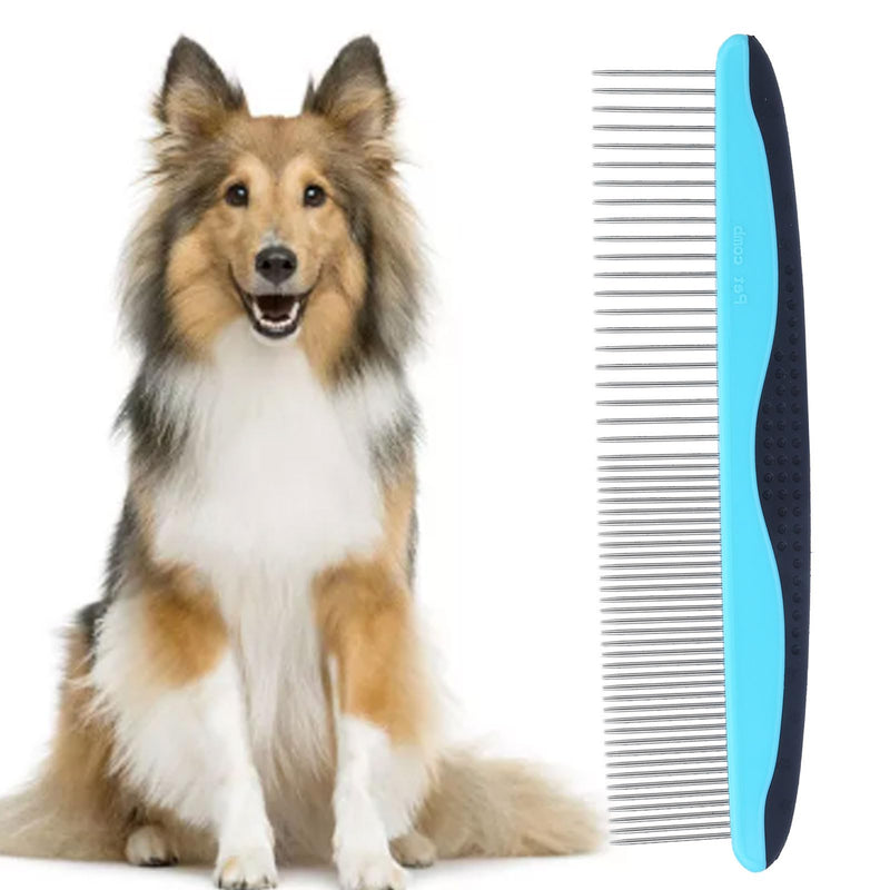 Pet Grooming Dematting Comb with Stainless Steel Teeth Detangling Tool for Knots, Loose Fur Non Slip Handle Comb for Cats Dogs Ideal for Long and Short Hair Pets