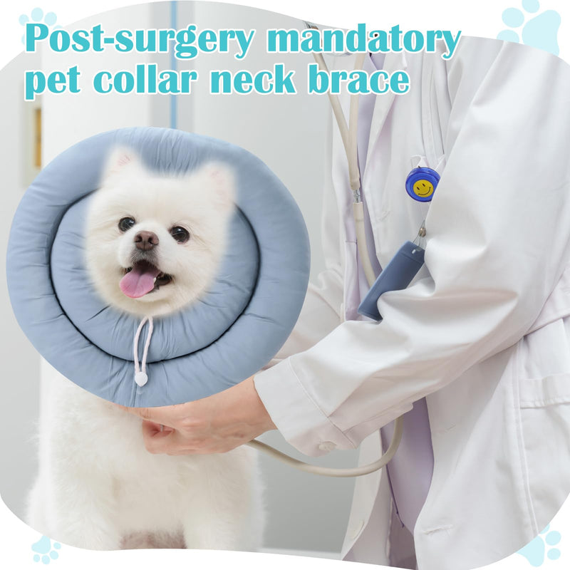 Waterproof Escape-Proof Soft Dog Cones, Adjustable Small Dog Donut Collar with Elastic Neckband, Elizabethan Collar for Dogs, Neck Pillow for Dogs and Cats (Blue-Gray, M) Blue-gray