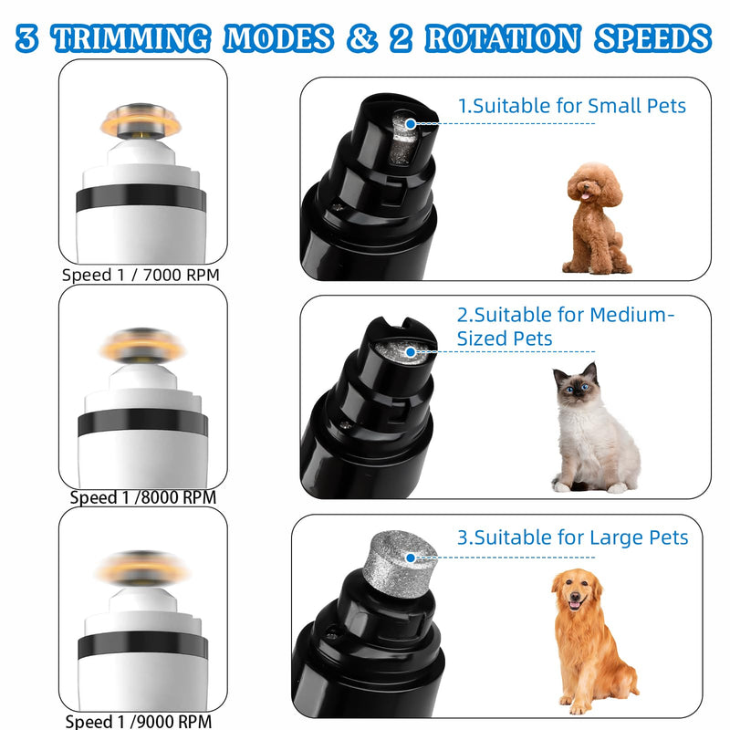 2025 Upgraded Silent Groom Pro Nail Grinder,3-Speed Dog Nail Trimmer with 2 Replacement Grinding Heads,Pet Paws Grooming Smoothing Tool for Cats and Dogs 3-Speed - PawsPlanet Australia
