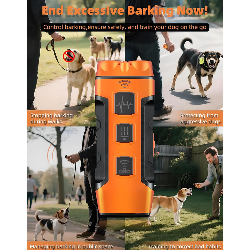 Dog Bark Deterrent Devices Rechargeable Ultrasonic Bark Control, 35FT Range Anti-Barking Device for Dogs Training, Safe Effective Indoor Outdoor Use Portable Design, Orange 3X-Orange - PawsPlanet Australia