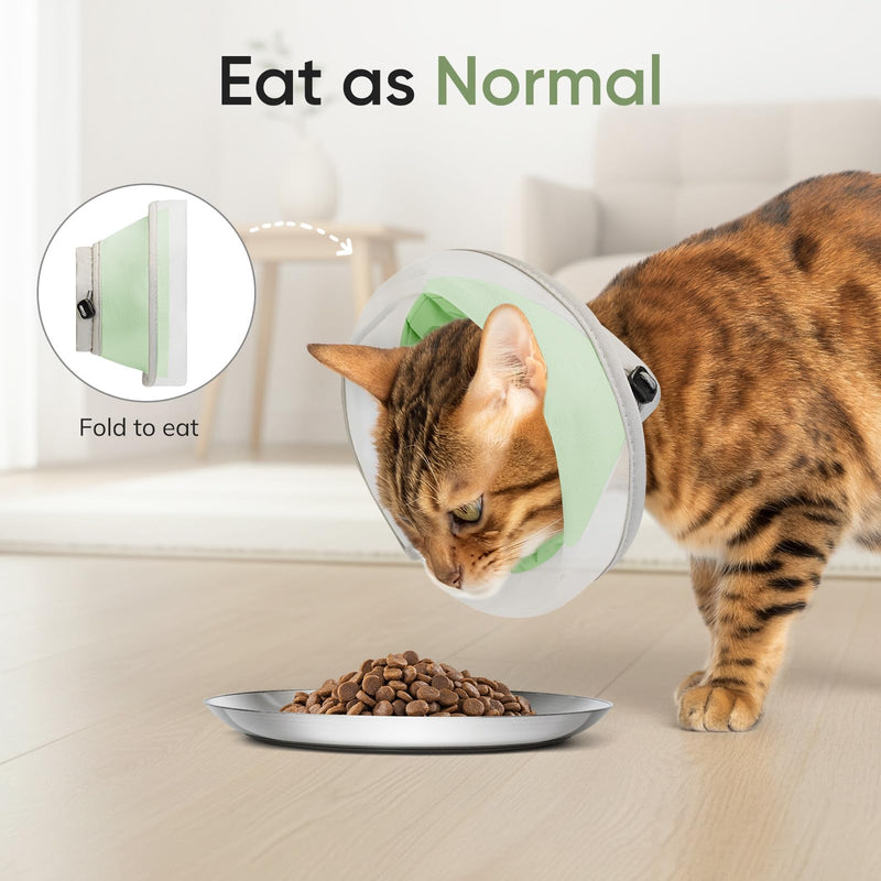 Supet Soft Cat Cone Collar to Stop Licking, Breathable Mesh Cone with Waterproof Liner Recovery Collar, for Kitten, Comfortable Elizabethan Alternative for Spay Neuter Grooming (M) Green M