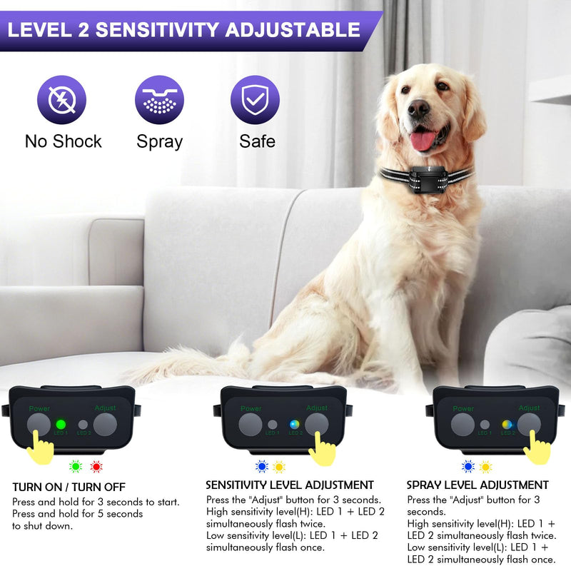 Citronella Bark Collar [1*Spray Refill] Citronella Spray Dog Collar for Dogs Level 2 Sensitivity Adjustable Spray Collar, Safer Spray Training Dog Collar Suitable for All Types of Dogs Black - PawsPlanet Australia