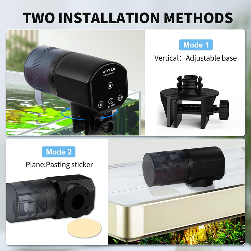 Automatic Fish Feeder Dispenser for Aquarium: 200ml Large Capacity Auto Feeders for Small Tank Turtle Betta Koi - Battery Food Feeding Timer for Flakes Pellet Vacation Weekend Day Battery Powered Design - PawsPlanet Australia