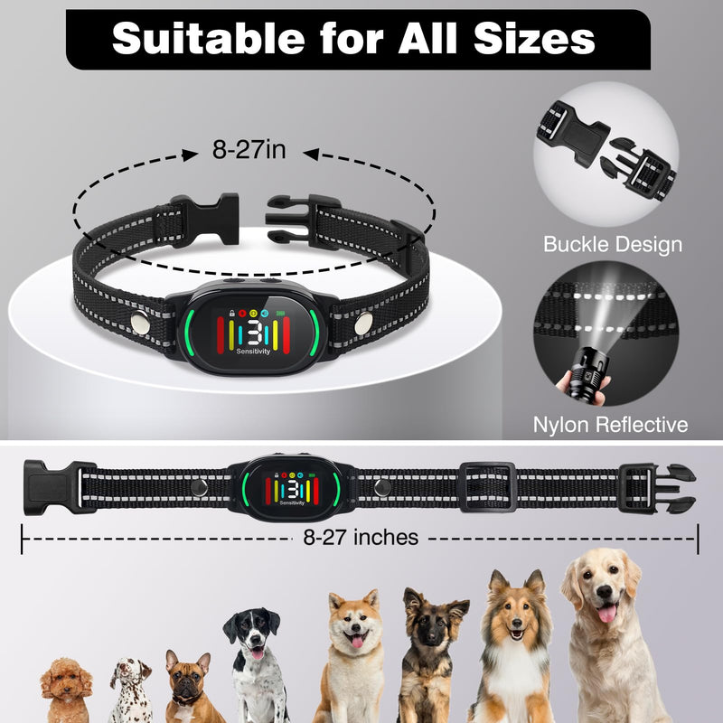PetJoy Smart Bark Collar, Anti Bark Collar with Optional Shock, Dog Bark Collar for Small Medium Large Dogs - Vibration or Shock Mode 2 in 1 (3 Sensitivity Levels) Black - PawsPlanet Australia