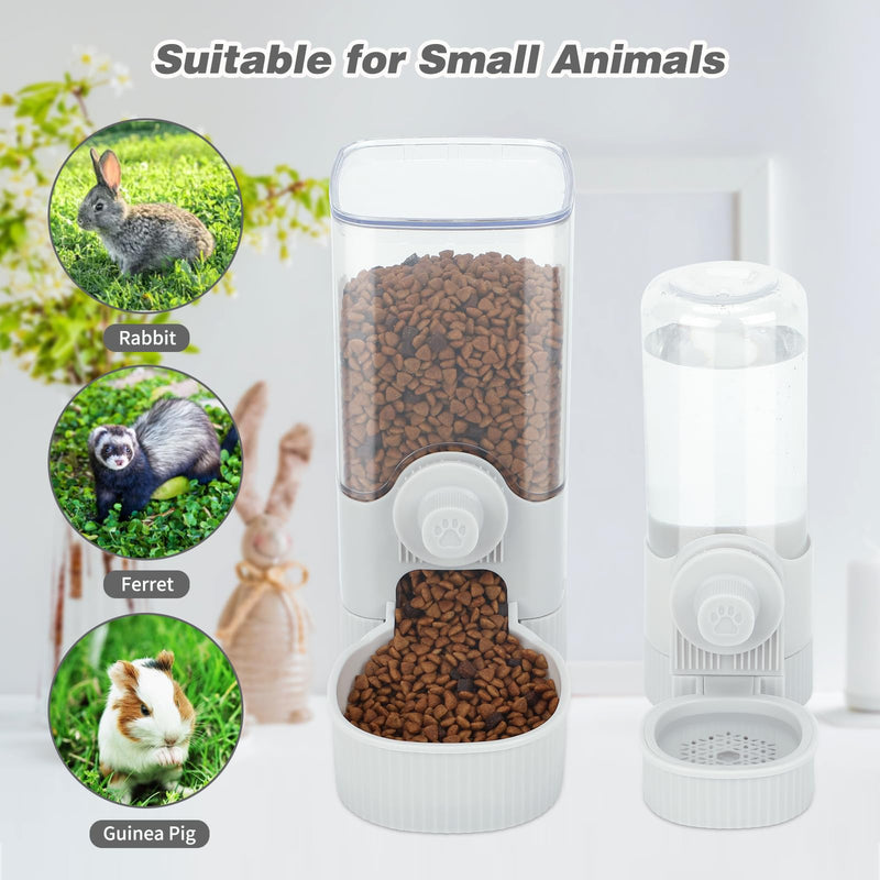 YUEPET Rabbit Food Water Dispenser, Large Capacity Bunny Feeder for Cages Automatic Rabbit Water Dispenser Suitable for Rabbits Ferrets Guinea Pigs Small Animals(Grey) Grey - PawsPlanet Australia