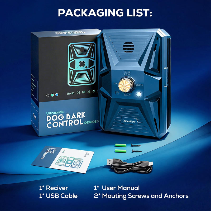 Anti Barking Devices, Auto Ultrasonic Dog Bark Deterrent Devices Long Range 50ft, 3 Modes Rechargeable Bark Box Barking Control Devices, Effective Stop Barking Dog Devices Indoor/Outdoor Training Deep Blue - PawsPlanet Australia