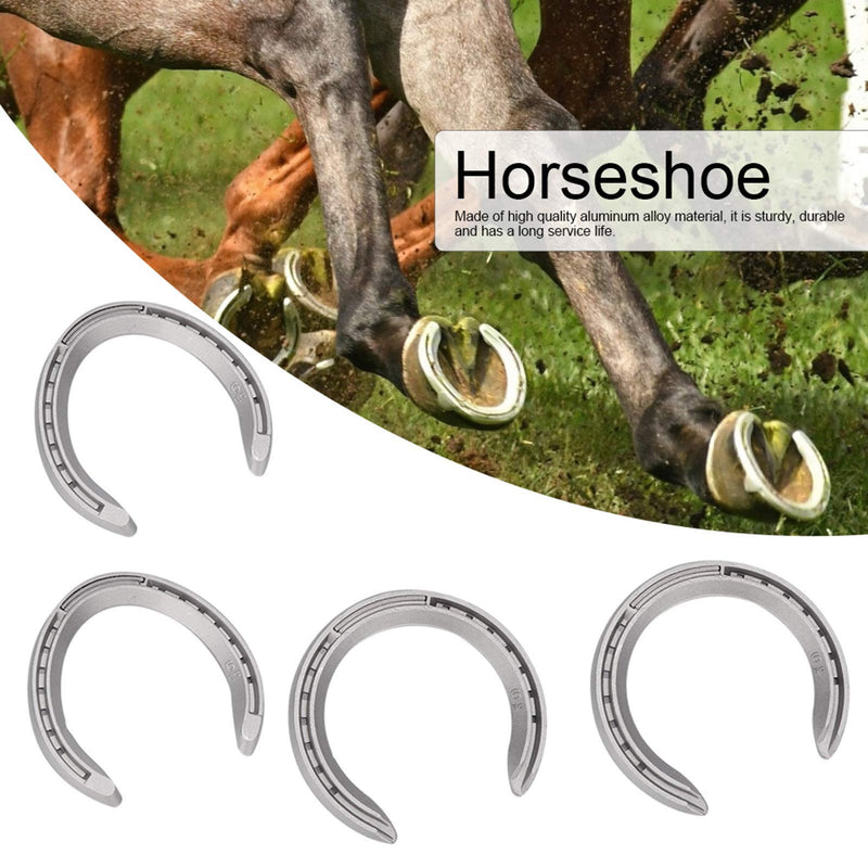 Aluminum Alloy Horseshoes 4pcs Horse Riding Tool Kit for Indoor Outdoor Use Sturdy Long Lasting Non Slip and Wear Resistant Design for Horse Hoof Protection (6) 6