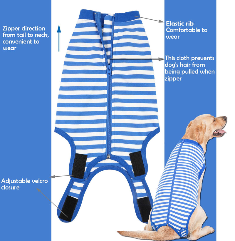 Dog Recovery Suit Surgery Shirt for Large Female Male,Blue XXL XXL(Back 22.4",chest 31") Blue-White Striped Suit - PawsPlanet Australia