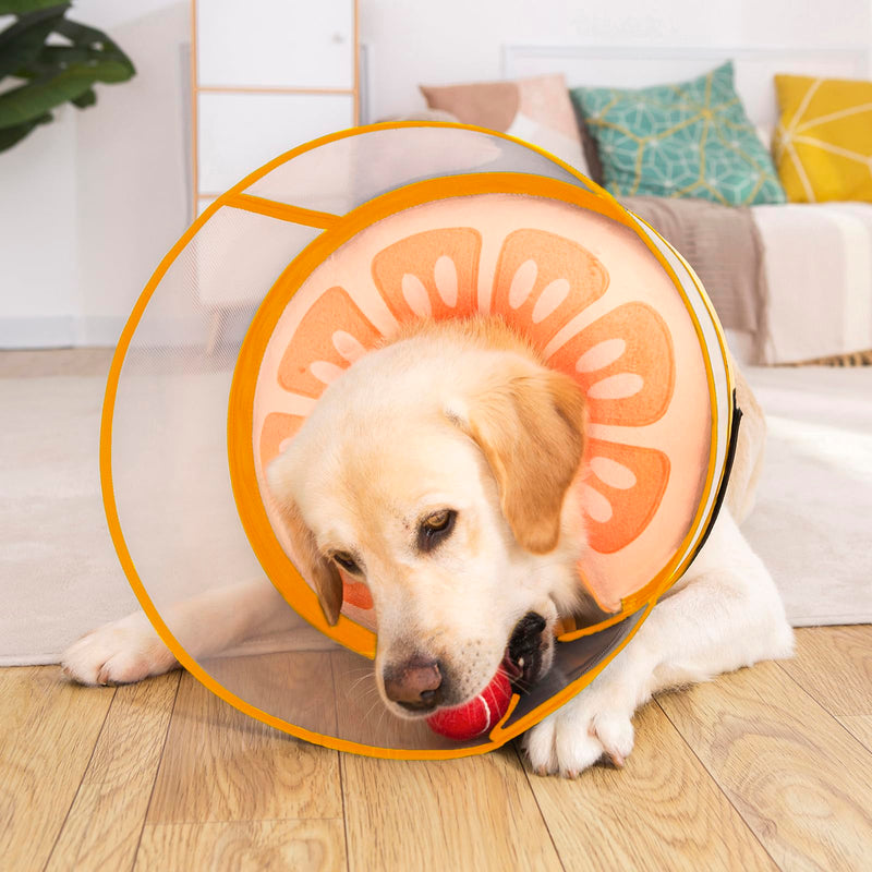 Inflatable Dog Cone Collar for Large Medium Small Dogs, Soft Dog Donut Collar Adjustable Recovery Cone for Pets After Surgery, Extra Enhanced Anti-Licking Guard Shield for Pets (X-Large, Orange) X-Large - PawsPlanet Australia