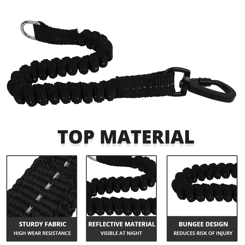 Long Dog Leash 10 FT: Heavy Duty Rope Leashes for Dogs Training with Swivel Lockable Hook Reflective Threads Bungee and Padded Handle - Dog Lead for Large Small Medium Dogs Outside Walking Hiking Black 10ft*1/3''