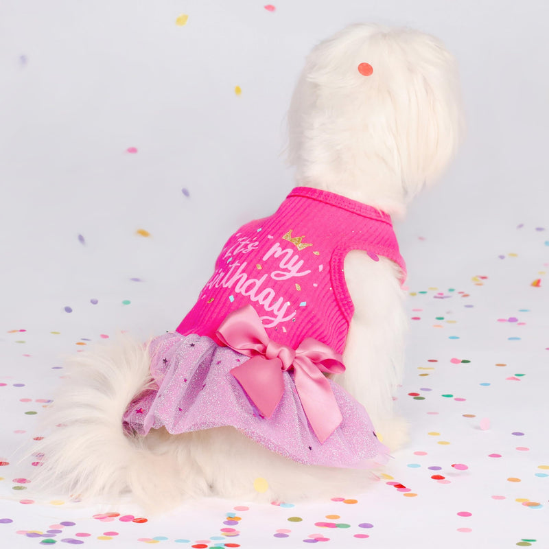 It's My Birthday Dog Dress, Dog Birthday Dress with Bowknot, Dog Clothes for Small Dog Girl, Funny Dog Clothes, Pet Cat Outfit, Pink, Medium It's My Birthday - PawsPlanet Australia