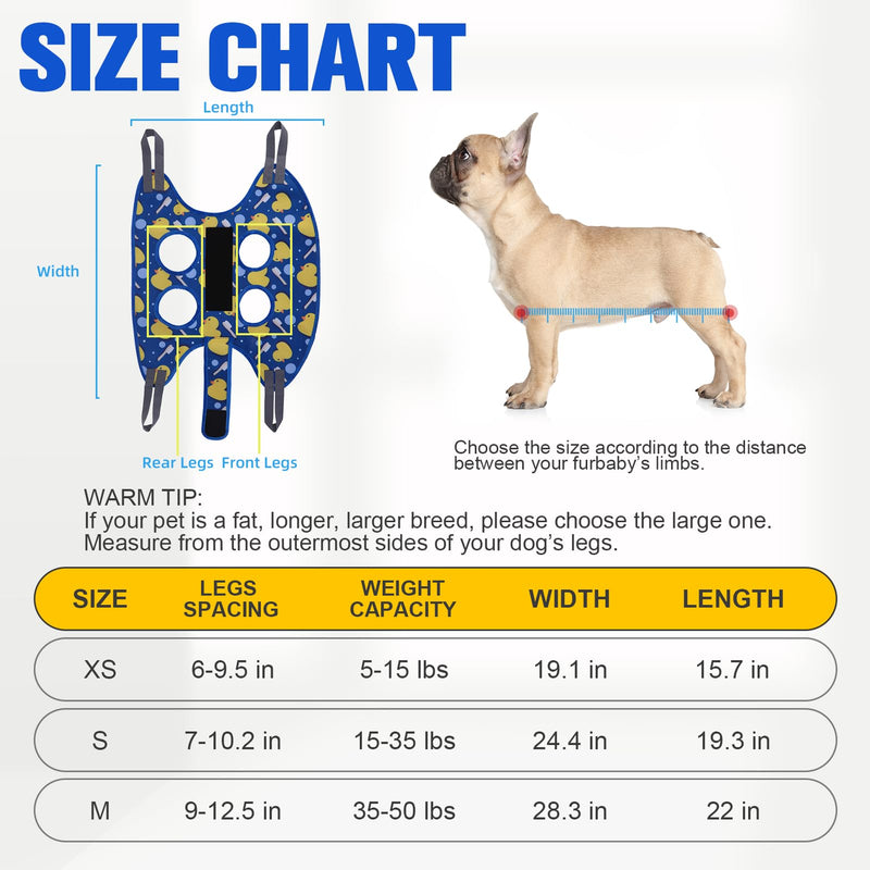 PAWCHIE Dog Grooming Hammock Harness for Dogs & Cats with Pet Nail Clipper Trimmer - Cat Hanger Sling for Trimming Clipping Nails- Dog Hammock Restraint Bag for Small Medium Large Dog, Navy Blue S - PawsPlanet Australia