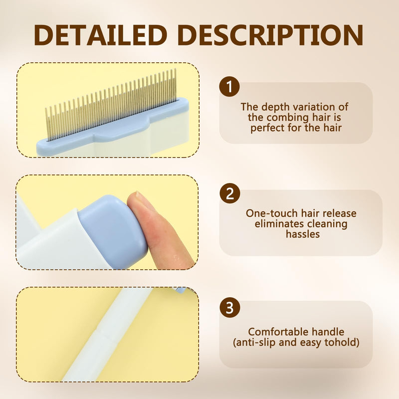 Cat Comb, Cat Grooming Brush, Self-Cleaning Flea Comb, Multi-Functional Pet Comb,Suitable for Pet Massage, Cleaning And Hair Removal - PawsPlanet Australia